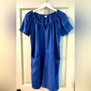 Sundry Blue Linen Mini Dress with Pockets